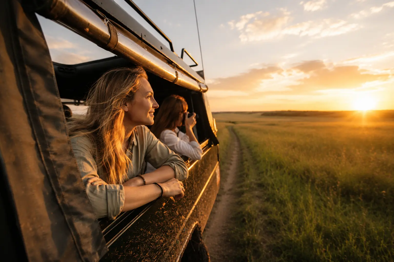Safari na míru – terénní auto v africké savaně